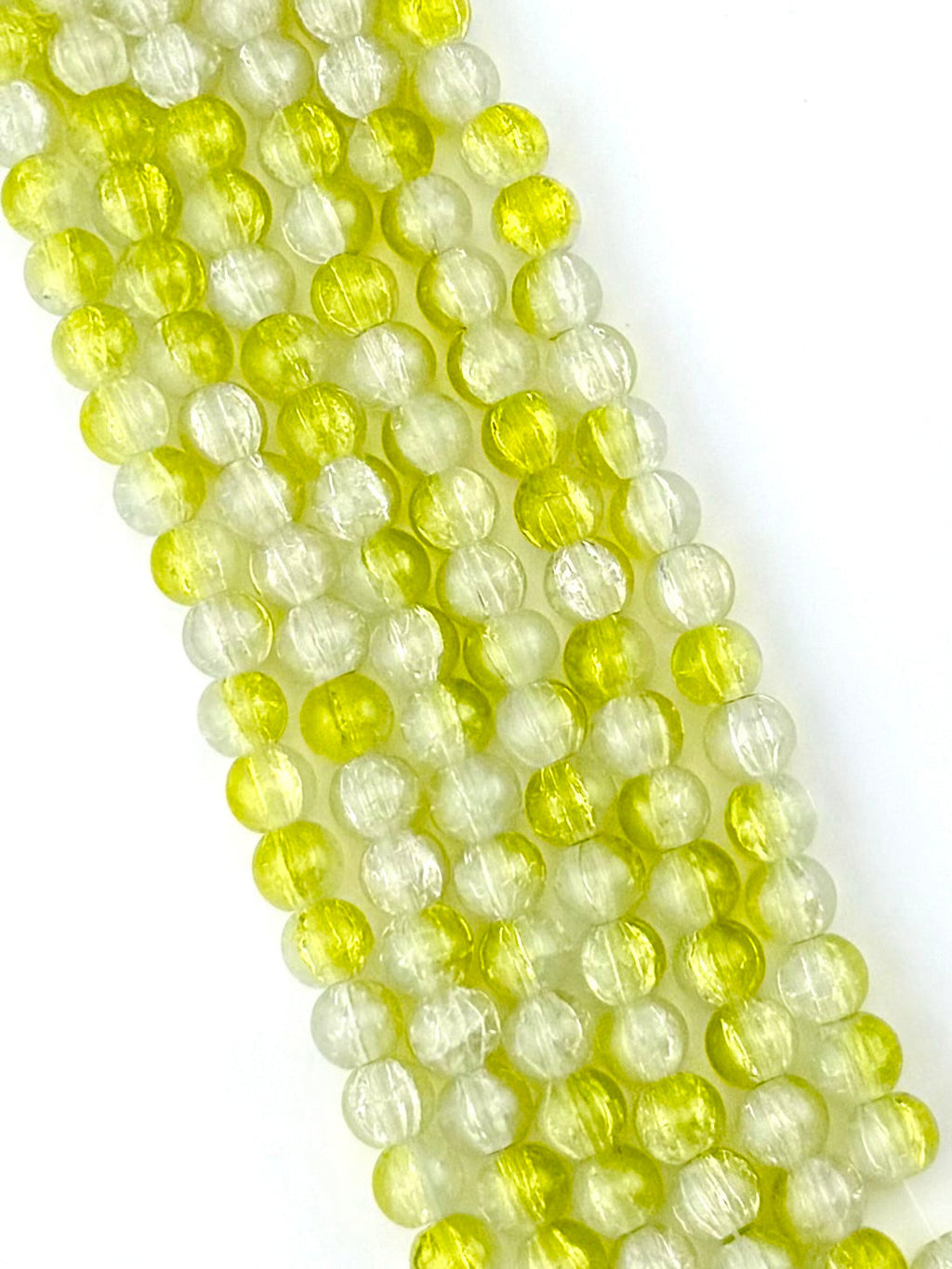 8mm Glass Crackle Beads Strand Yellow-White