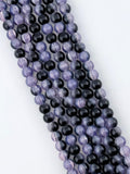 8mm Glass Crackle Beads Strand Purple-Black