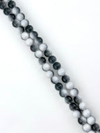 8mm Glass Crackle Beads Strand White-Black