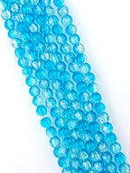 8mm Glass Crackle Beads Strand Blue-White