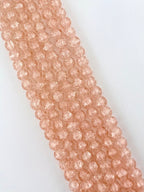 8mm Glass Crackle Beads Strand Light Pink
