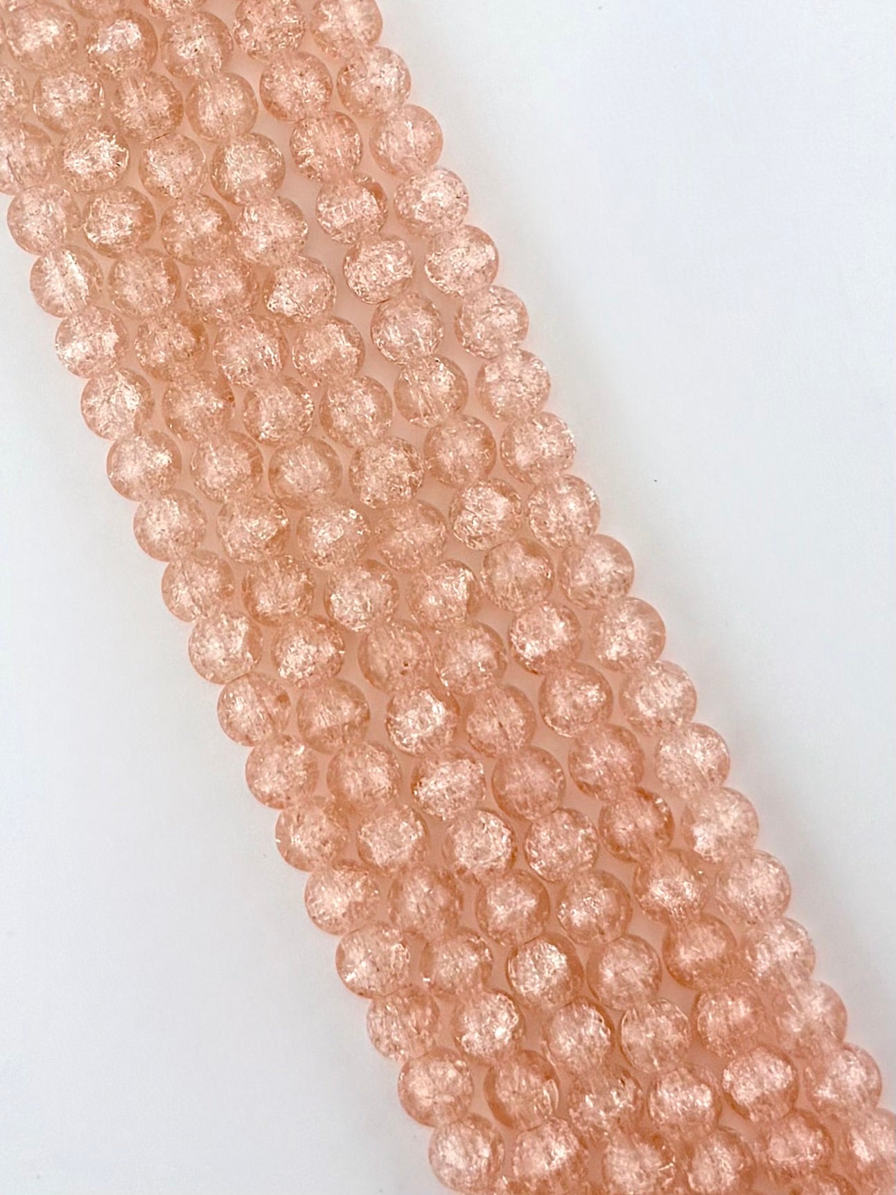 8mm Glass Crackle Beads Strand Light Pink