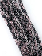 8mm Glass Crackle Beads Strand Black-Pink