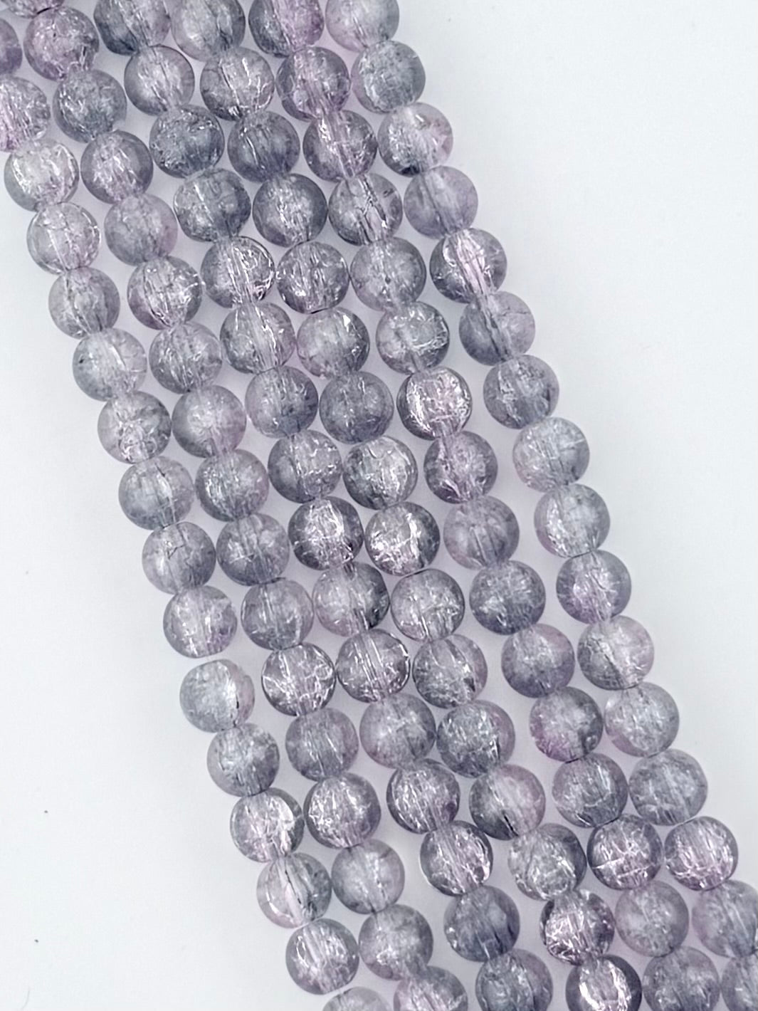 8mm Glass Crackle Beads Strand Pink-Clean