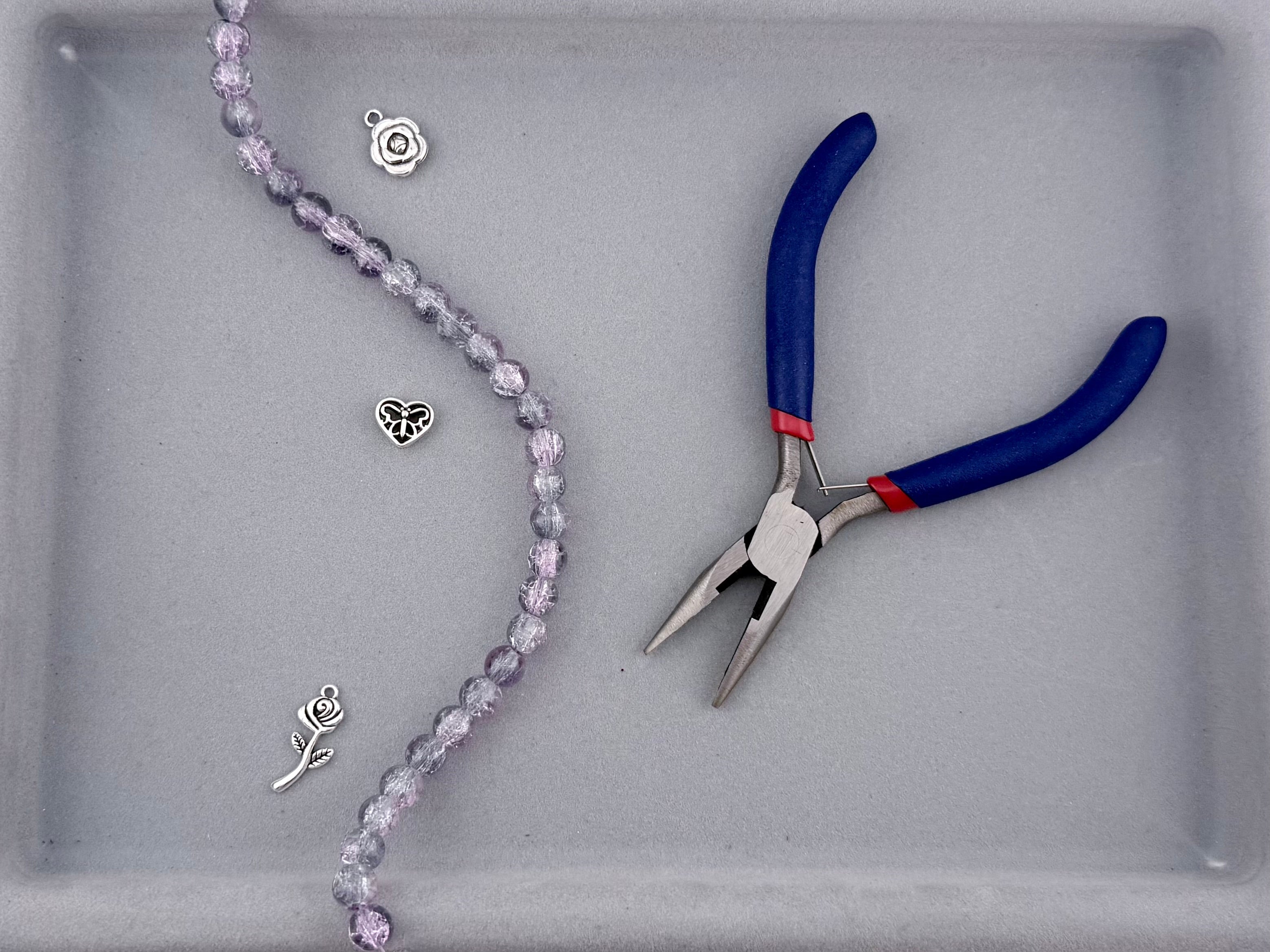 8mm Glass Crackle Beads Strand Pink-Clean