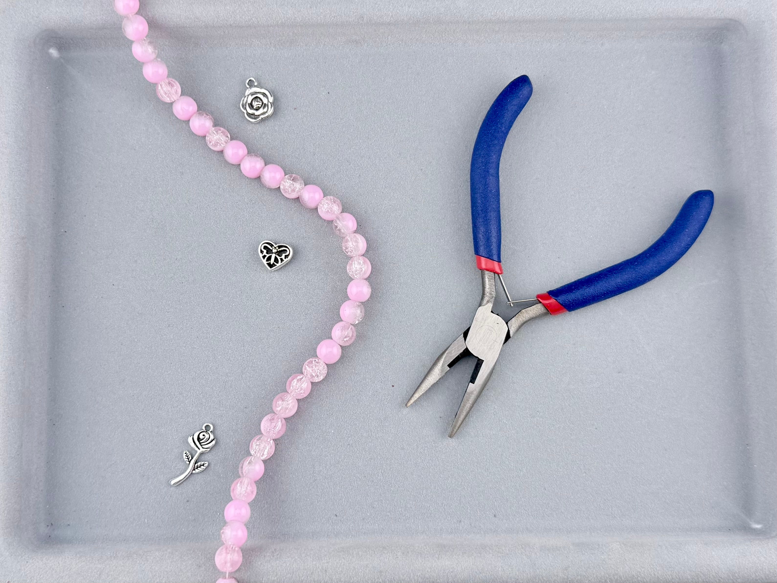 8mm Glass Crackle Beads Strand Light Pink