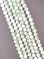 8mm Glass Crackle Beads Strand Green-White