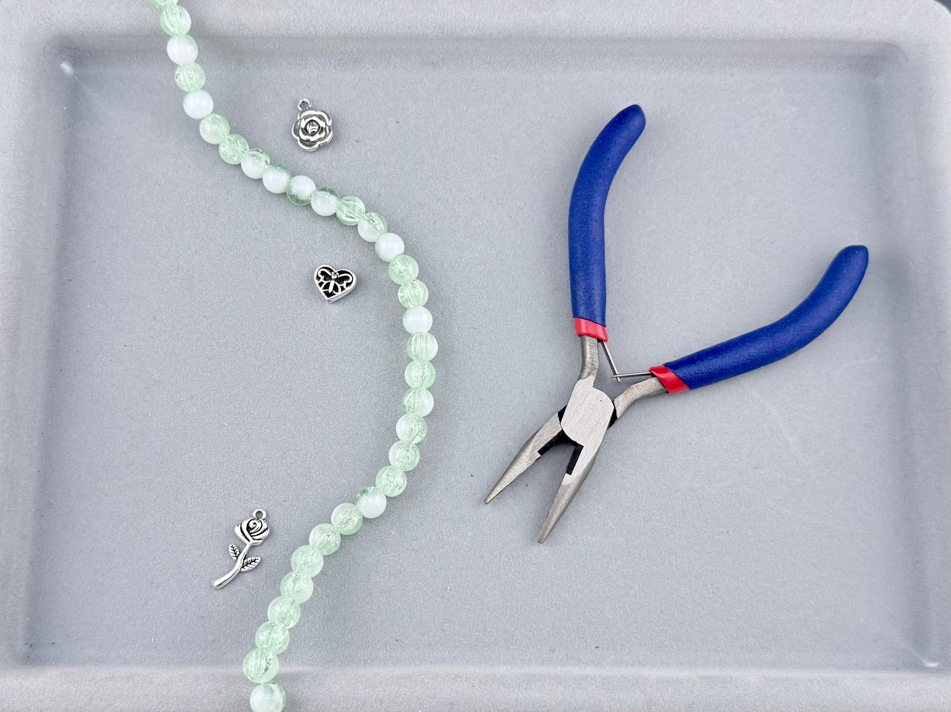 8mm Glass Crackle Beads Strand Green-White