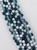 8mm Glass Crackle Beads Strand Blue-White