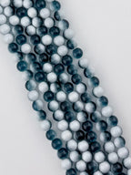 8mm Glass Crackle Beads Strand Blue-White
