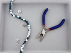 8mm Glass Crackle Beads Strand Blue-White