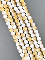 8mm Glass Crackle Beads Strand White-Yellow