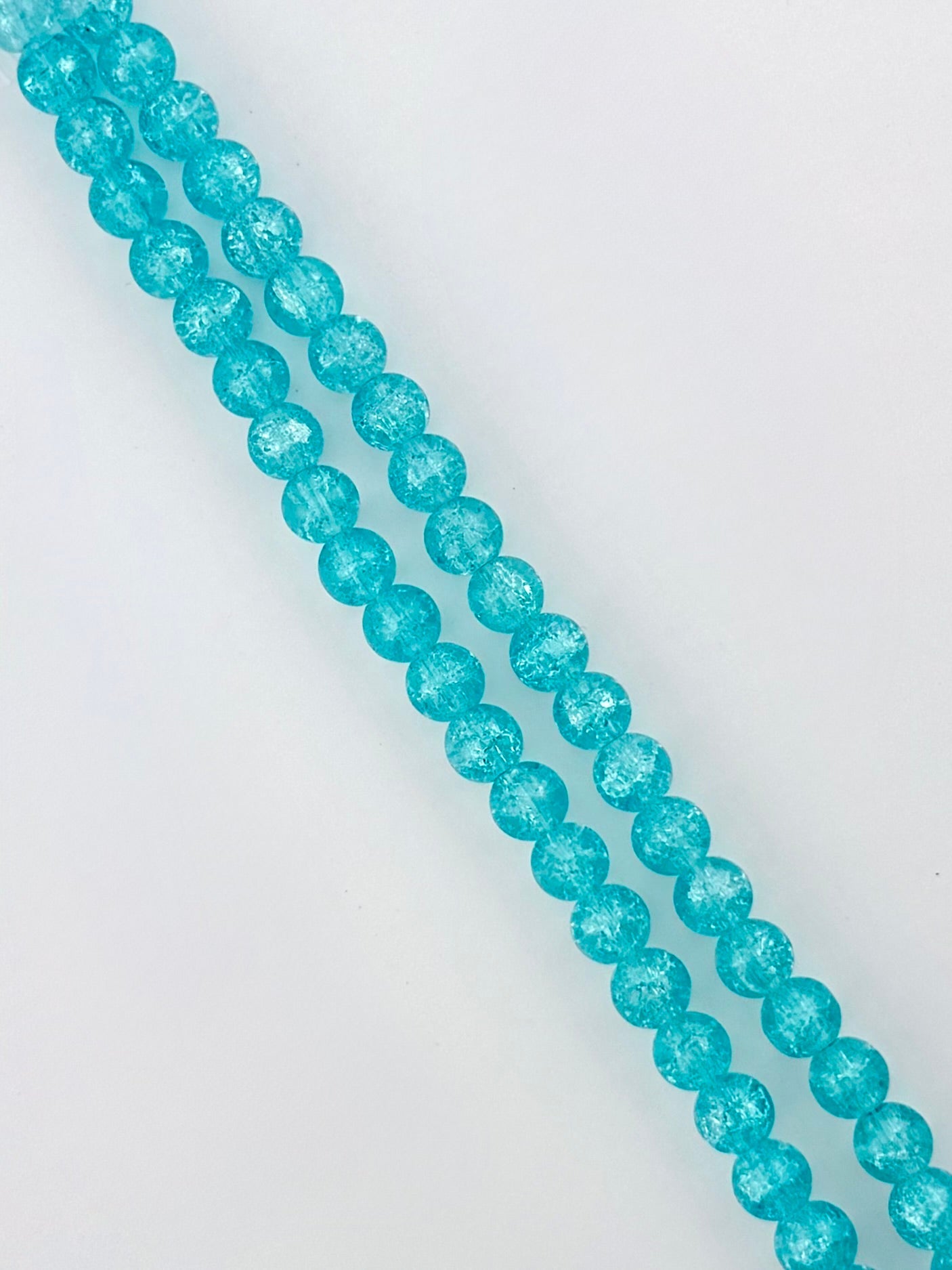 8mm Glass Crackle Beads Strand Light Blue
