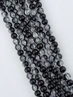 8mm Glass Crackle Beads Strand Black-Clean