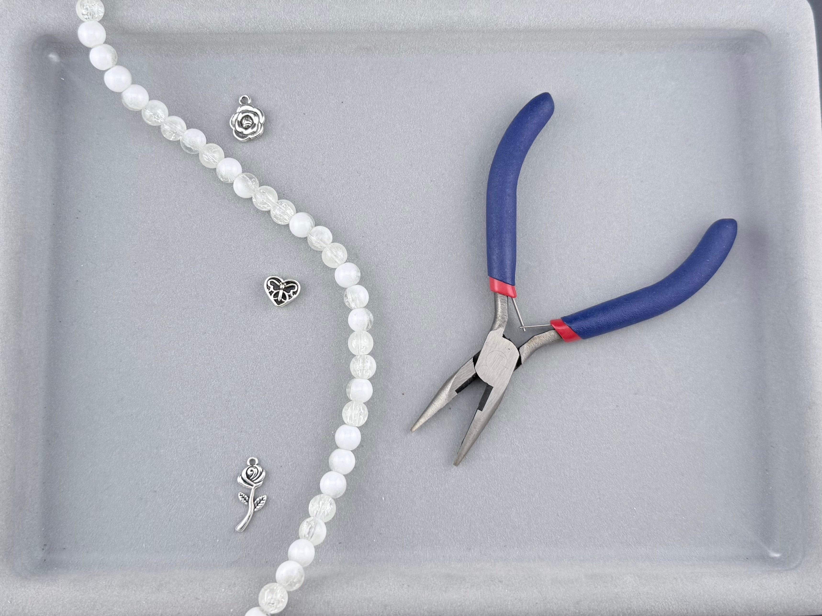 8mm Glass Crackle Beads Strand White-Clean