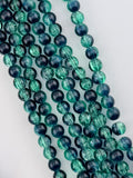 8mm Glass Crackle Beads Strand Green-Blue