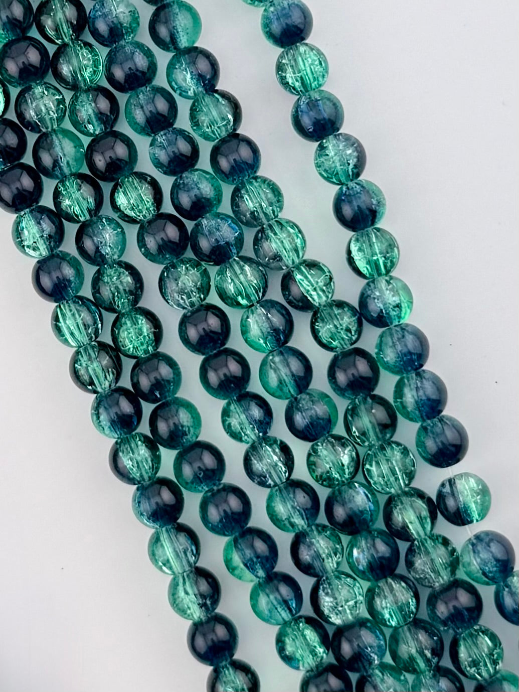 8mm Glass Crackle Beads Strand Green-Blue