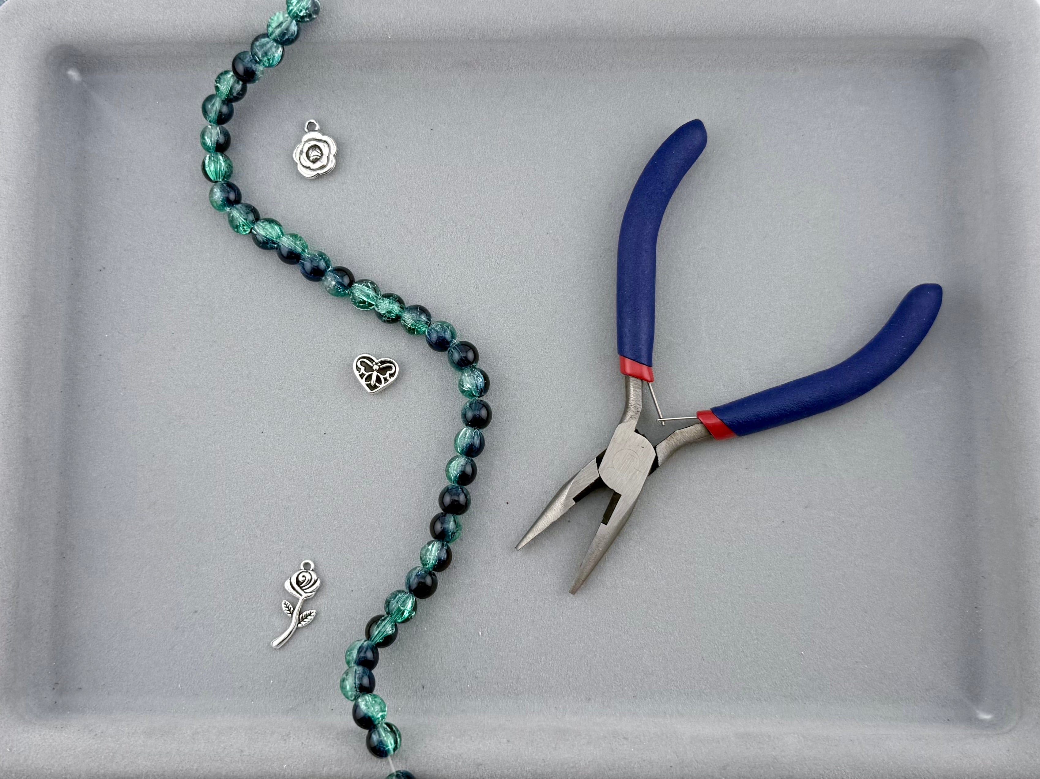 8mm Glass Crackle Beads Strand Green-Blue