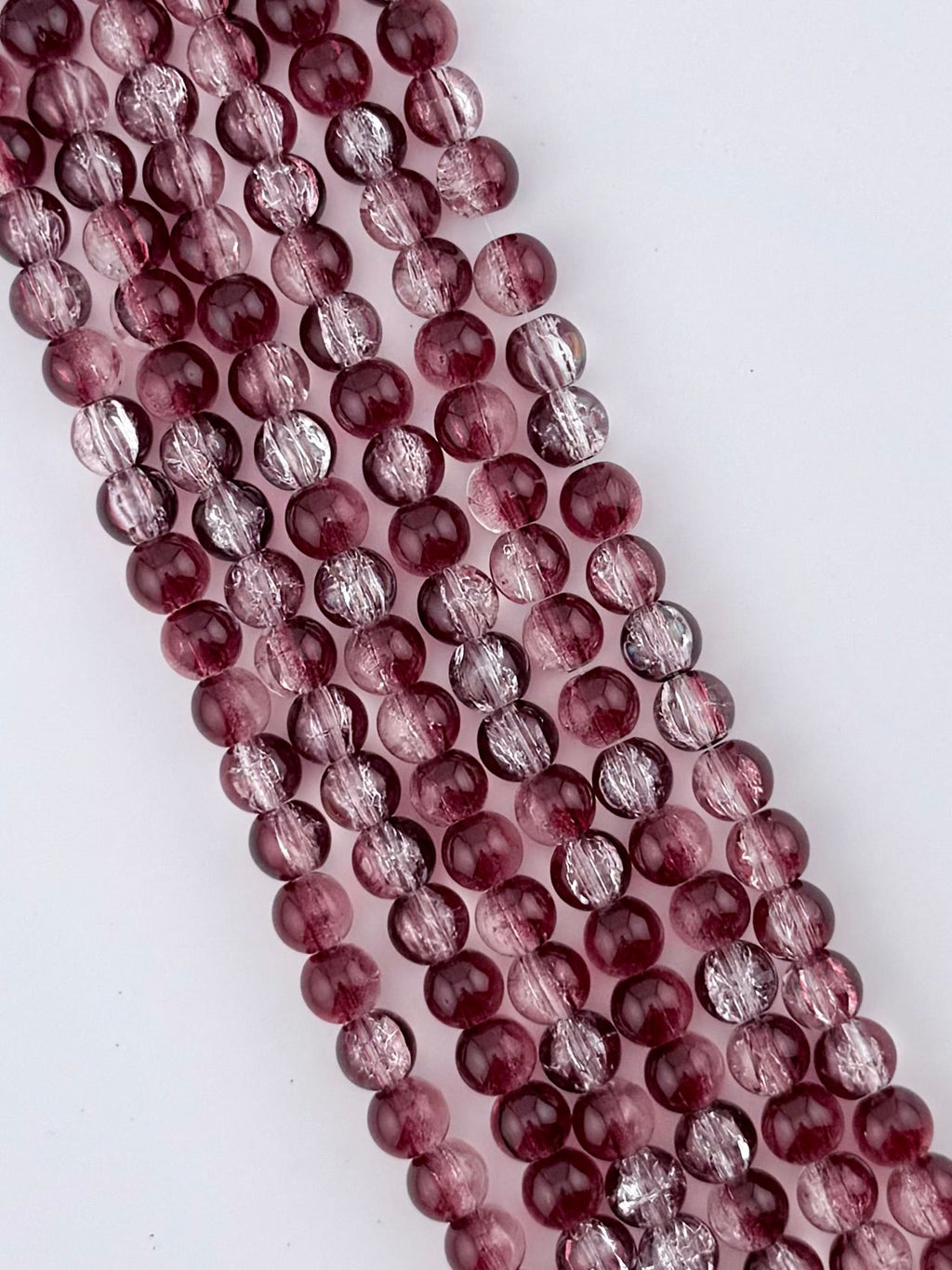 8mm Glass Crackle Beads Strand Red-White