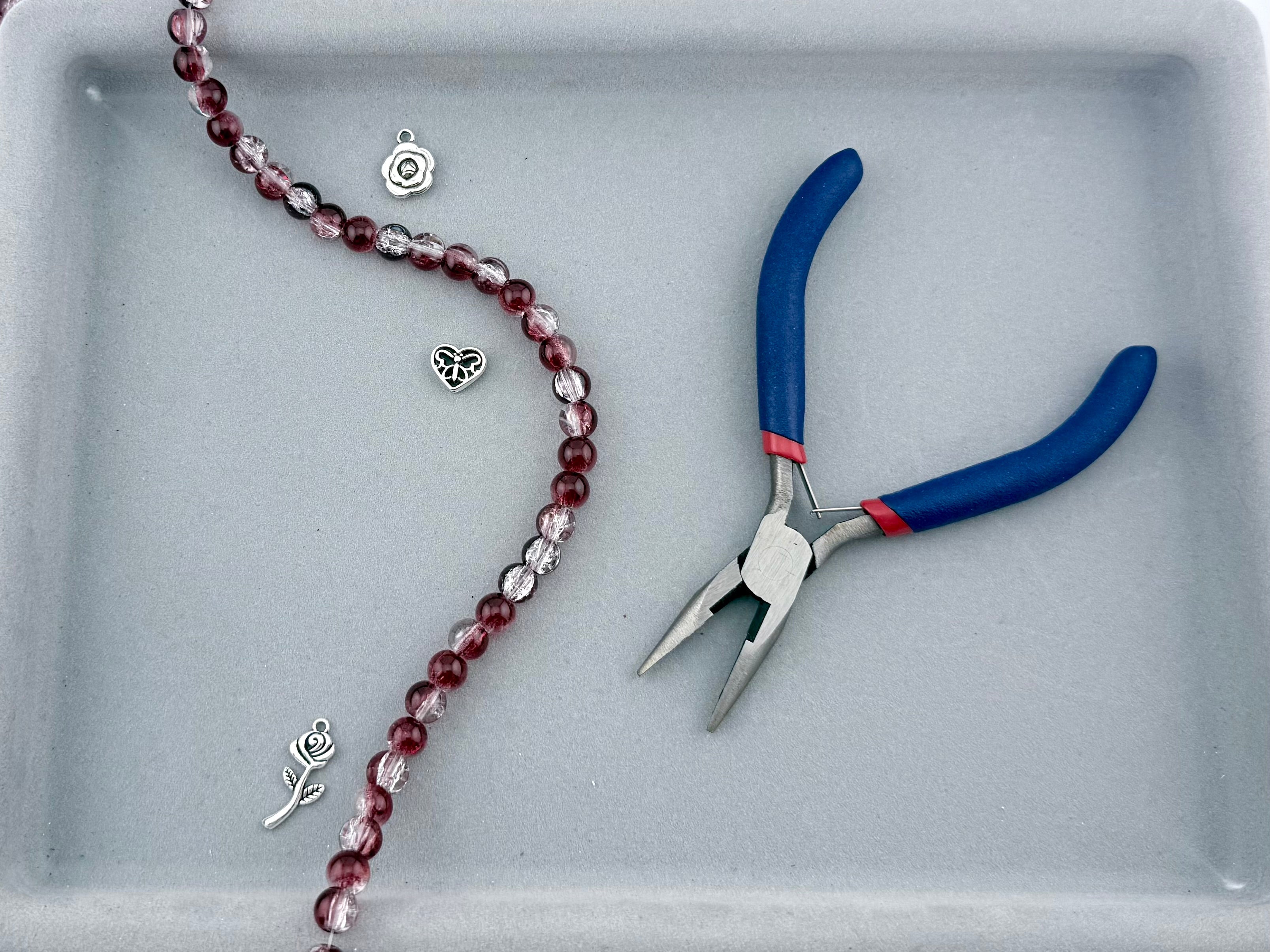 8mm Glass Crackle Beads Strand Red-White