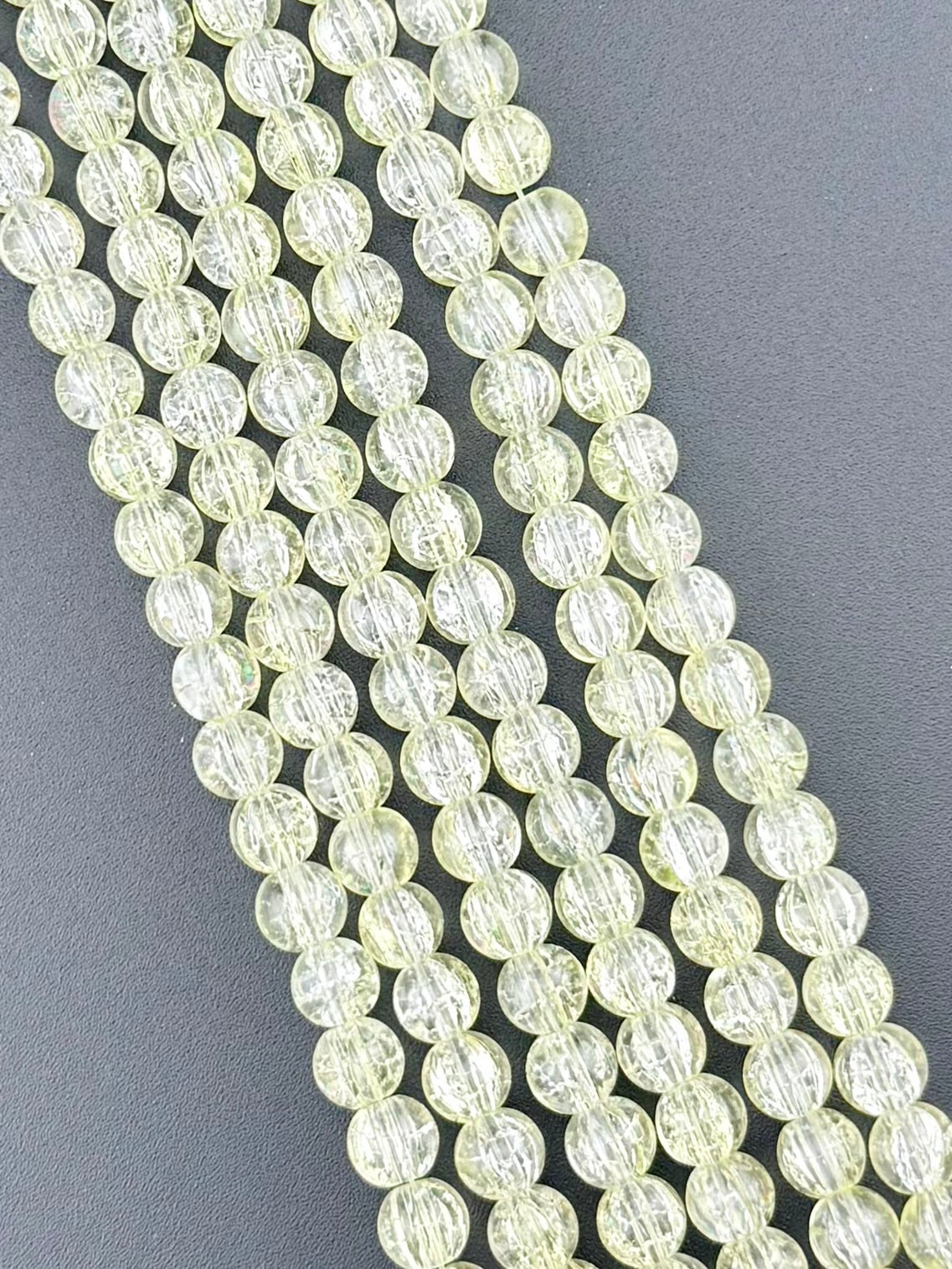 8mm Glass Crackle Beads Strand Yellow