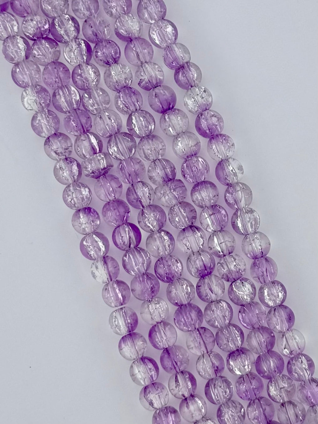 8mm Glass Crackle Beads Strand Pink-White