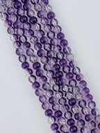 8mm Glass Crackle Beads Strand Purple-White