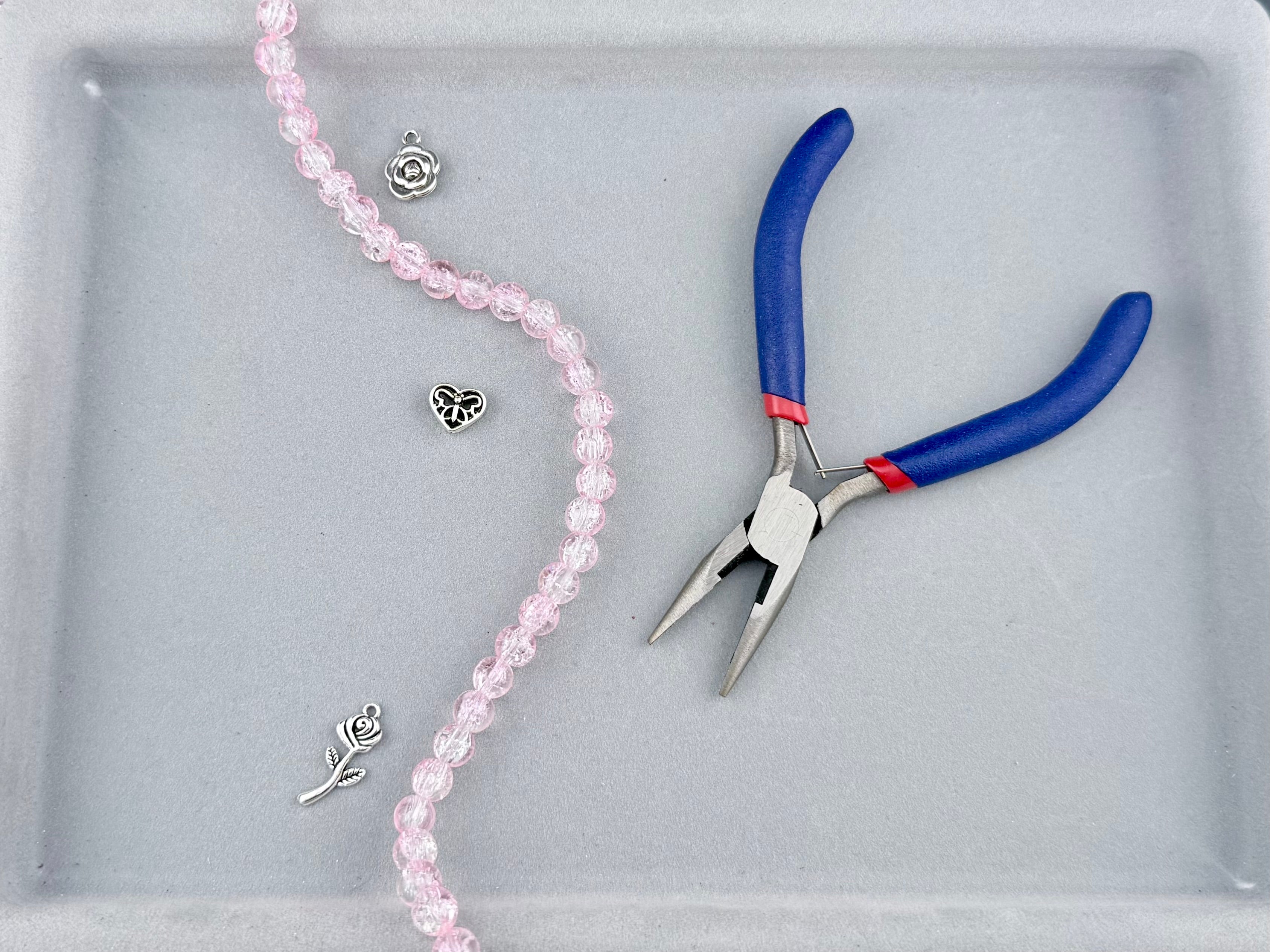 8mm Glass Crackle Beads Strand Light Pink