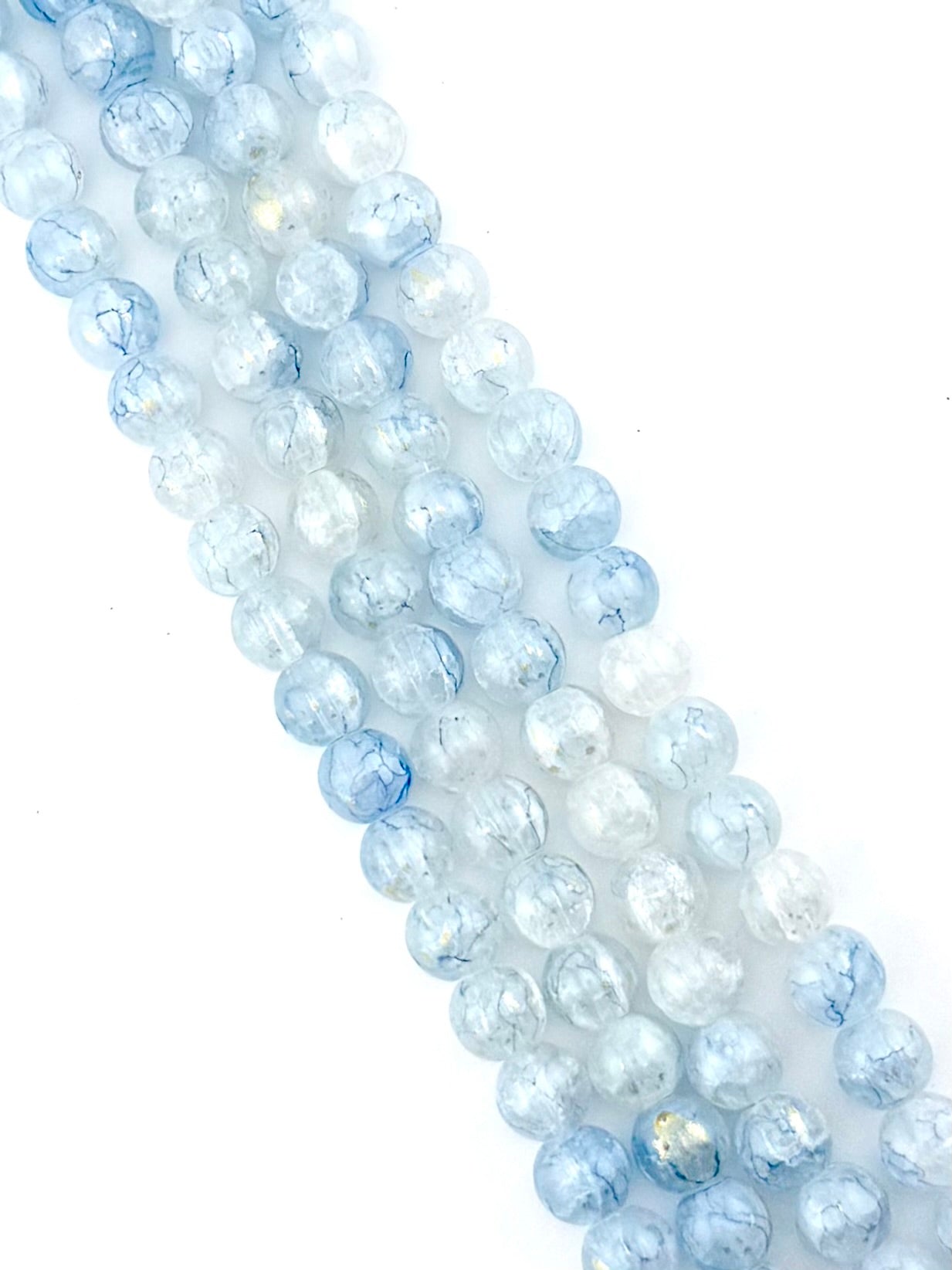 10mm Glass Crackle Beads Strand Blue-Yellow