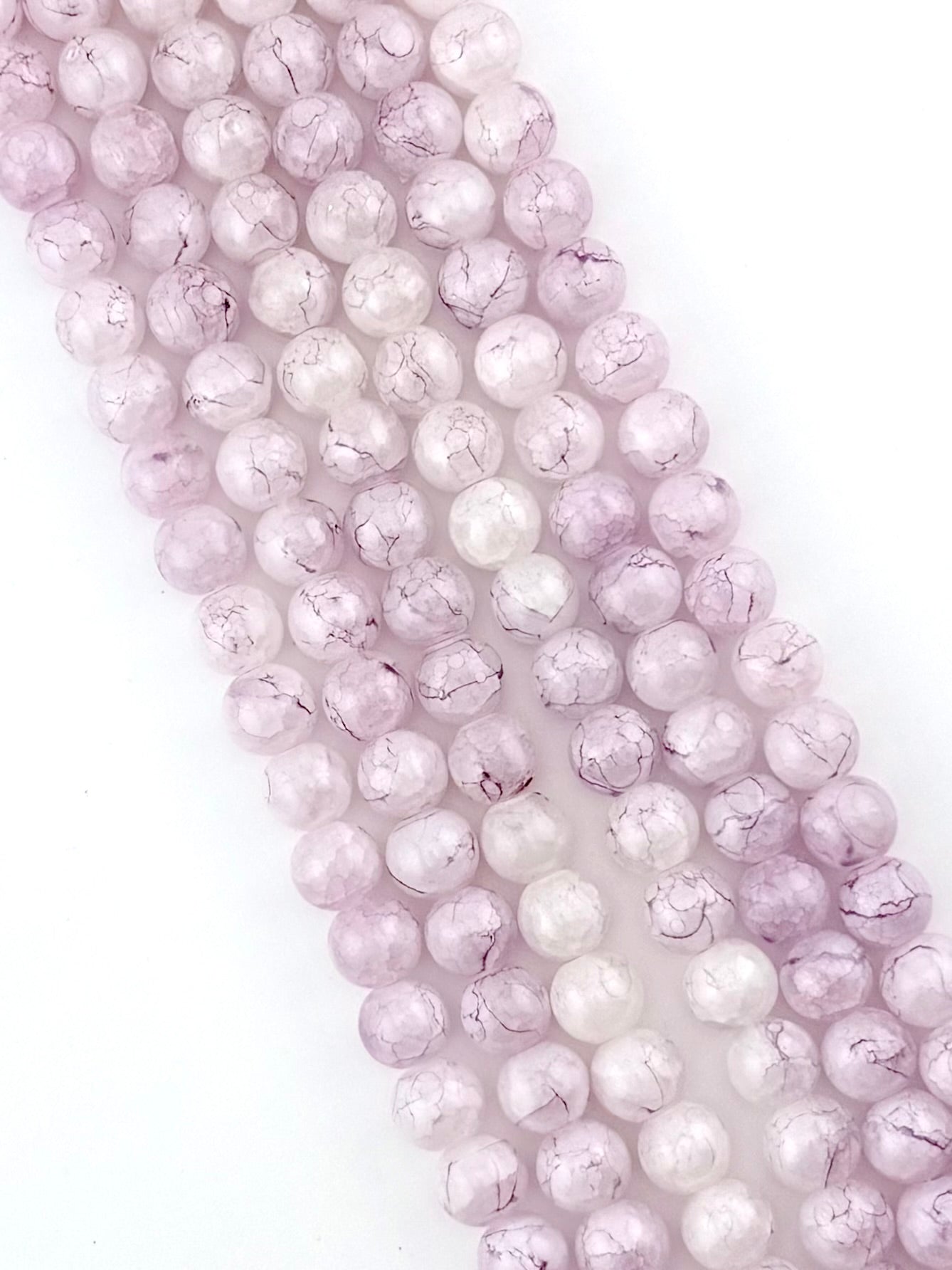 10mm Glass Crackle Beads Strand Light-Purple