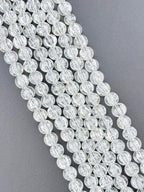 10mm Glass Crackle Beads Strand Clear