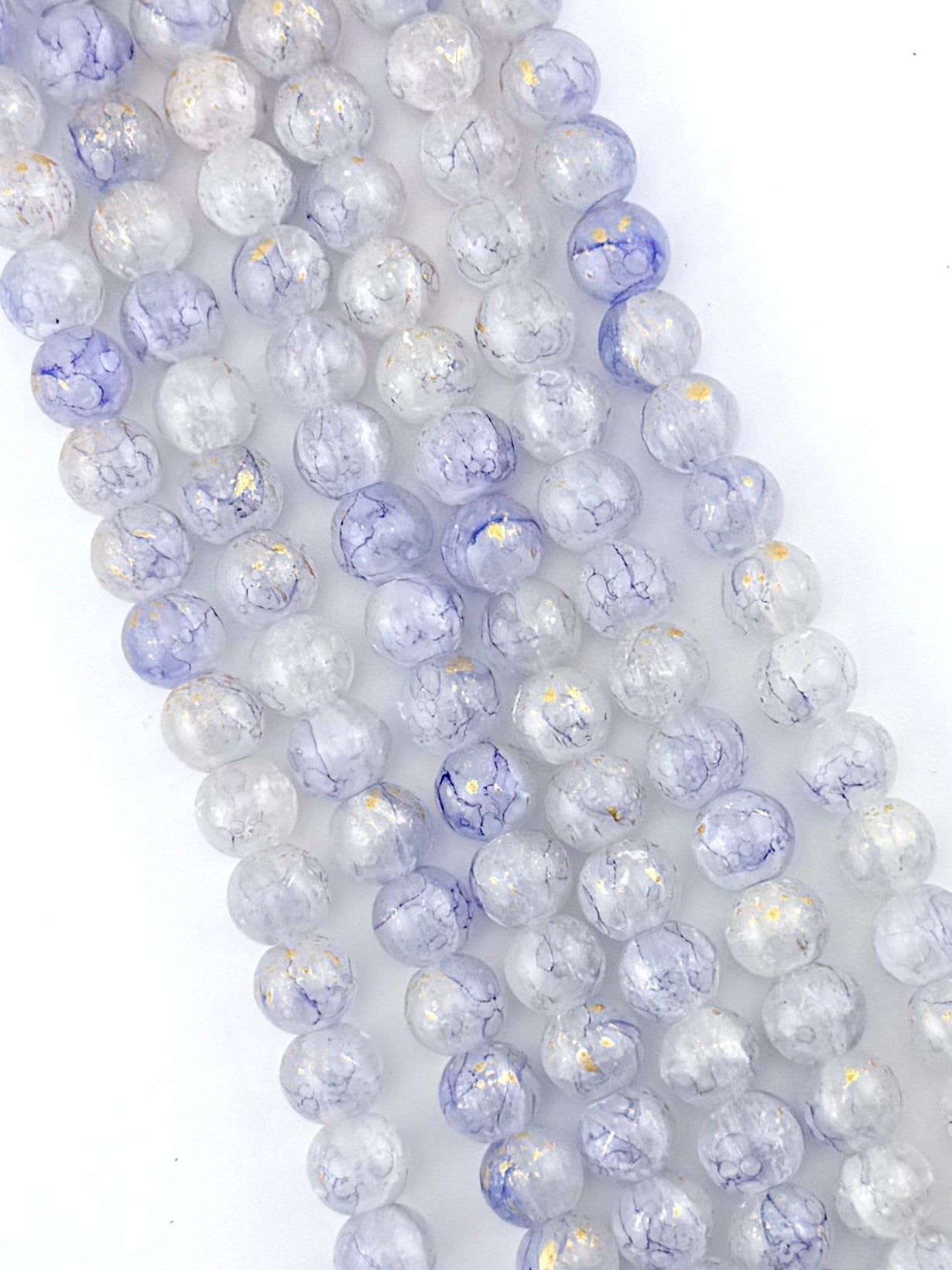 10mm Glass Crackle Beads Strand Light Purple