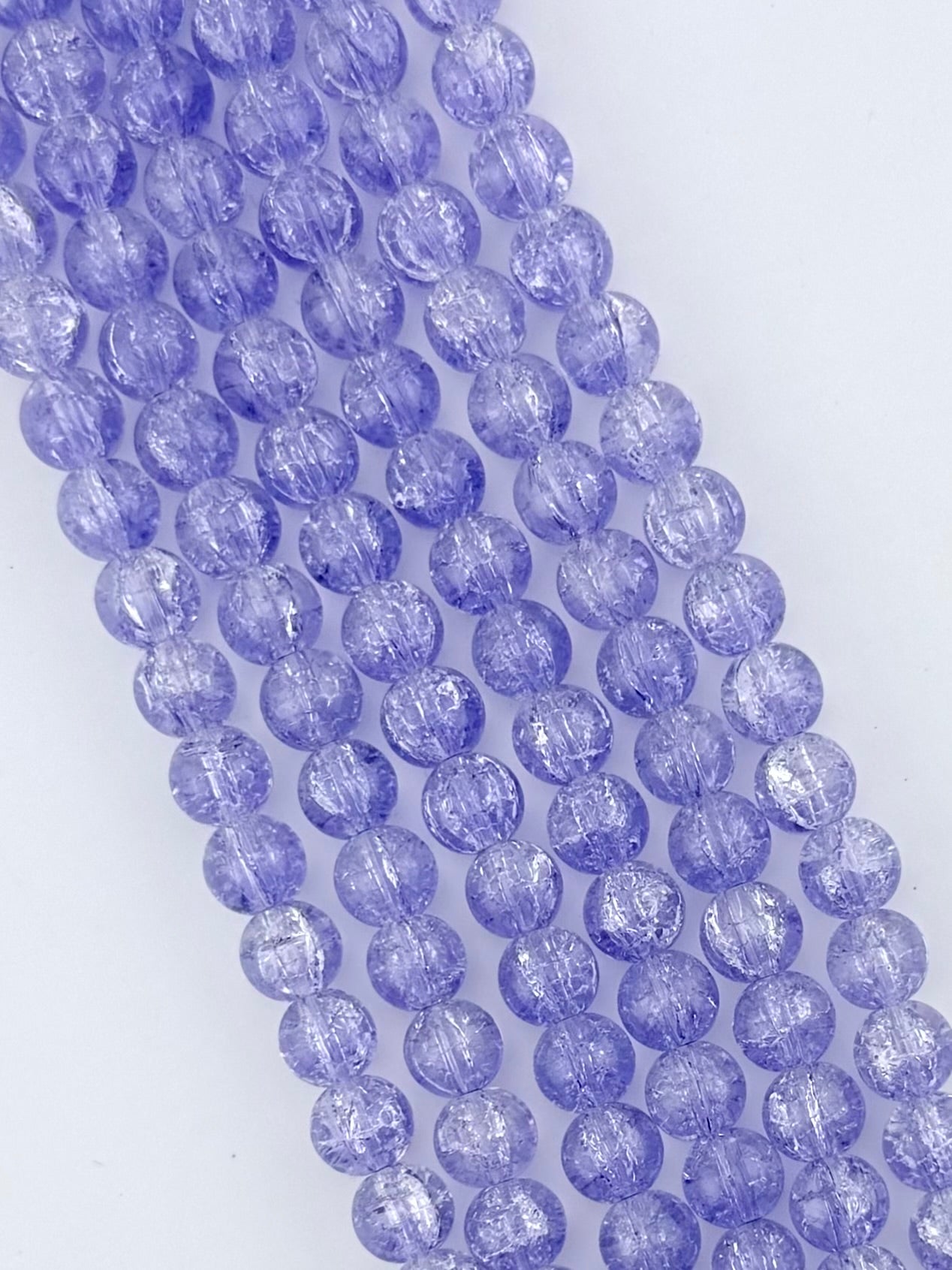 10mm Glass Crackle Beads Strand Purple