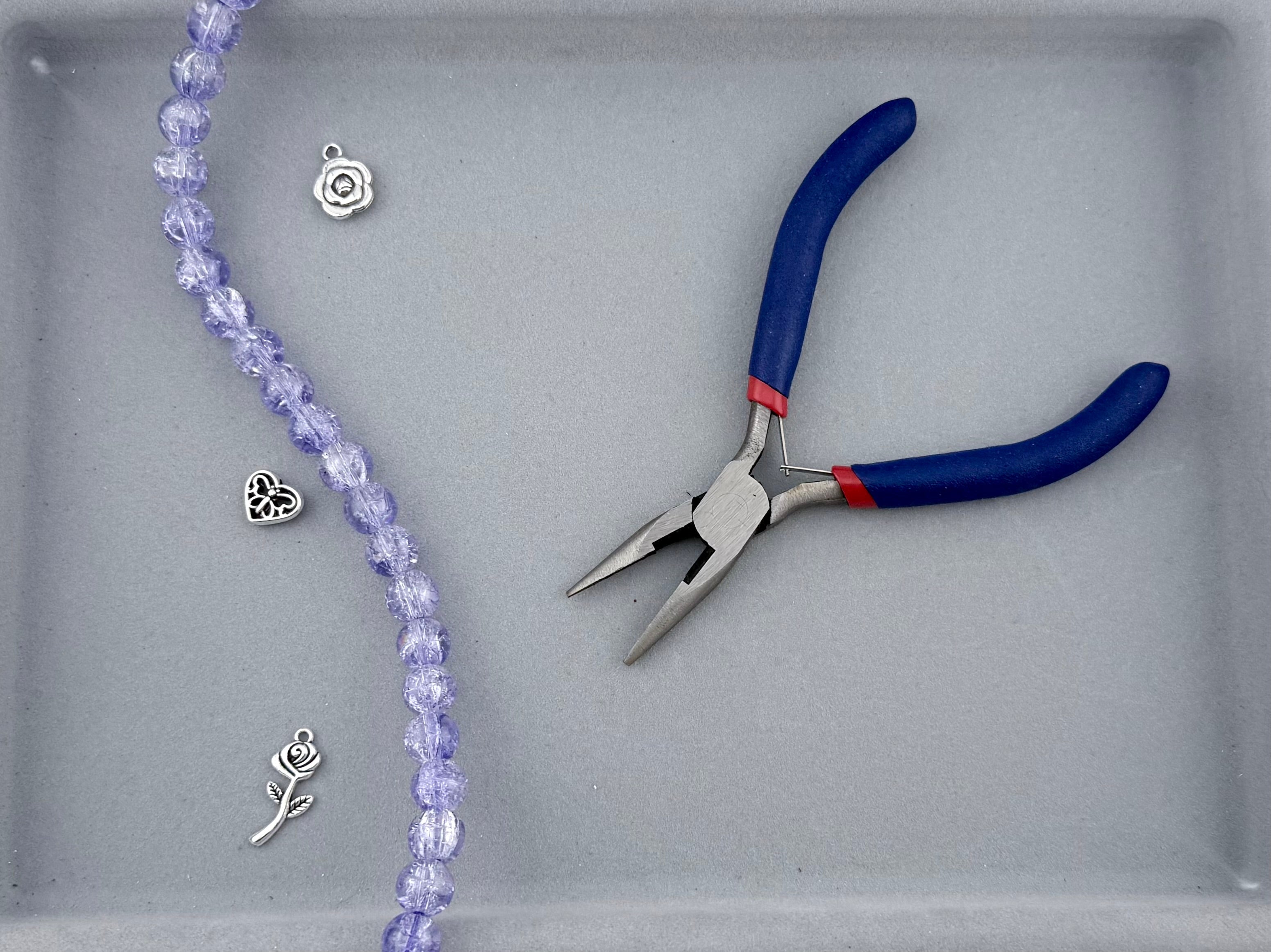 10mm Glass Crackle Beads Strand Purple