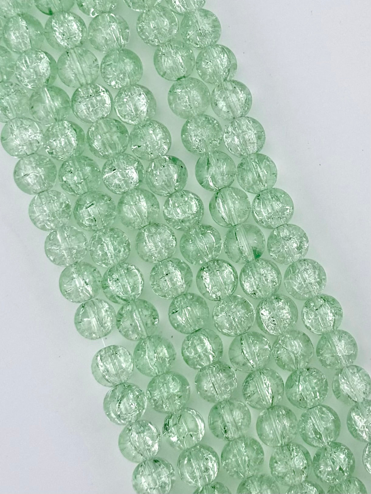 10mm Glass Crackle Beads Strand Light Green
