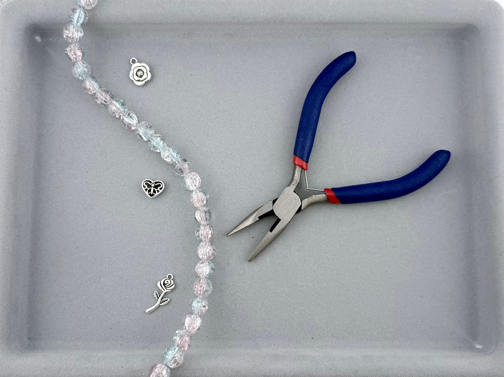 10mm Glass Crackle Beads Strand Blue-Pink