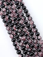 10mm Glass Crackle Beads Strand Black-Pink