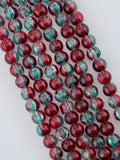 10mm Glass Crackle Beads Strand Red-Green