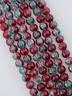 10mm Glass Crackle Beads Strand Red-Green