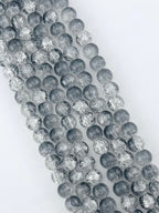 10mm Glass Crackle Beads Strand Gray-White