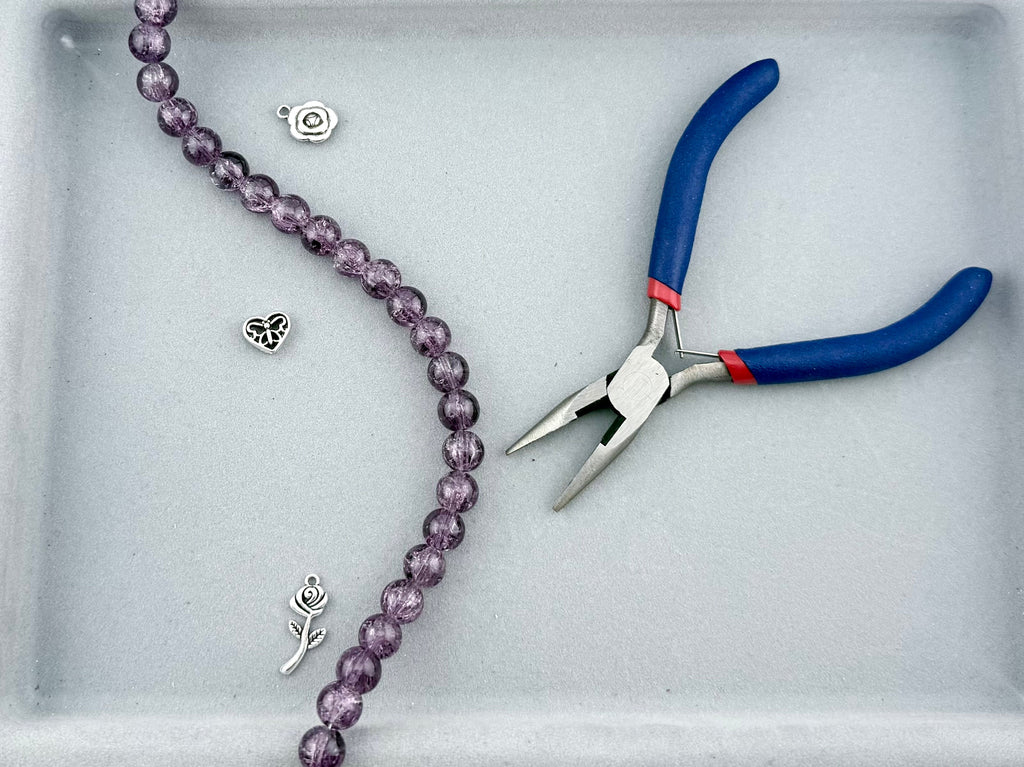 10mm Glass Crackle Beads Strand Purple
