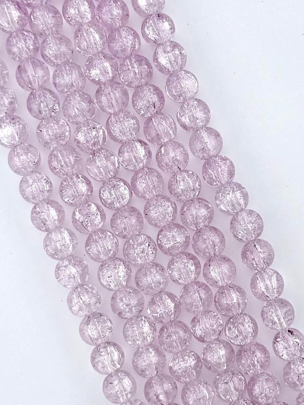 10mm Glass Crackle Beads Strand Light Pink
