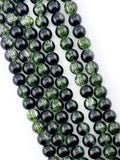 10mm Glass Crackle Beads Strand Black-Green