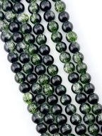 10mm Glass Crackle Beads Strand Black-Green