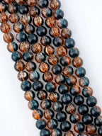 10mm Glass Crackle Beads Strand Orange-Blue