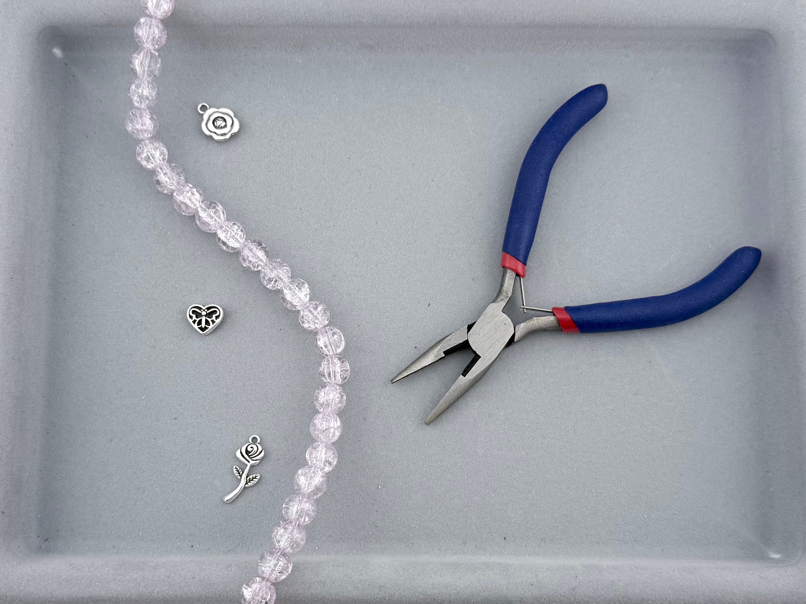 10mm Glass Crackle Beads Strand Light Pink