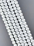 12mm Pearl Glass Round Beads Strand White