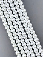10mm Pearl Glass Round Beads Strand White