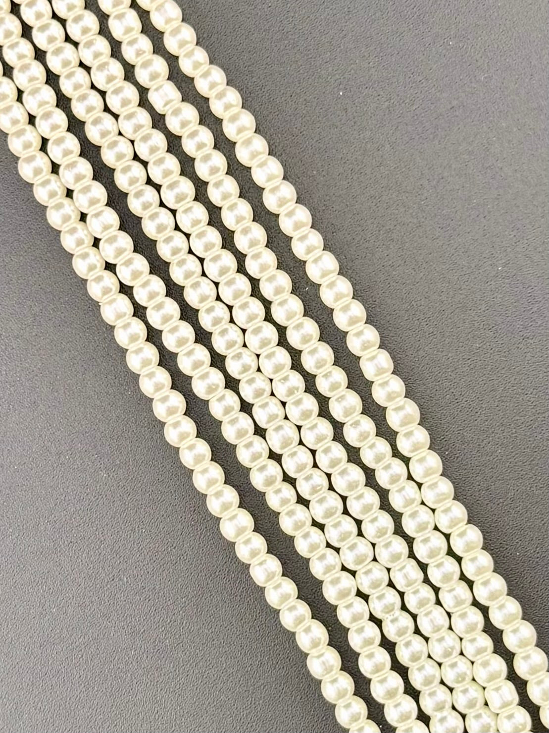 4mm Pearl Glass Round Beads Strand Cream