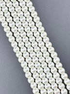 8mm Pearl Glass Round Beads Strand Cream